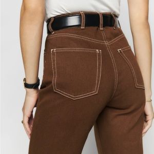 Reformation Cowboy Hi-Rise Straight Jean in Brown